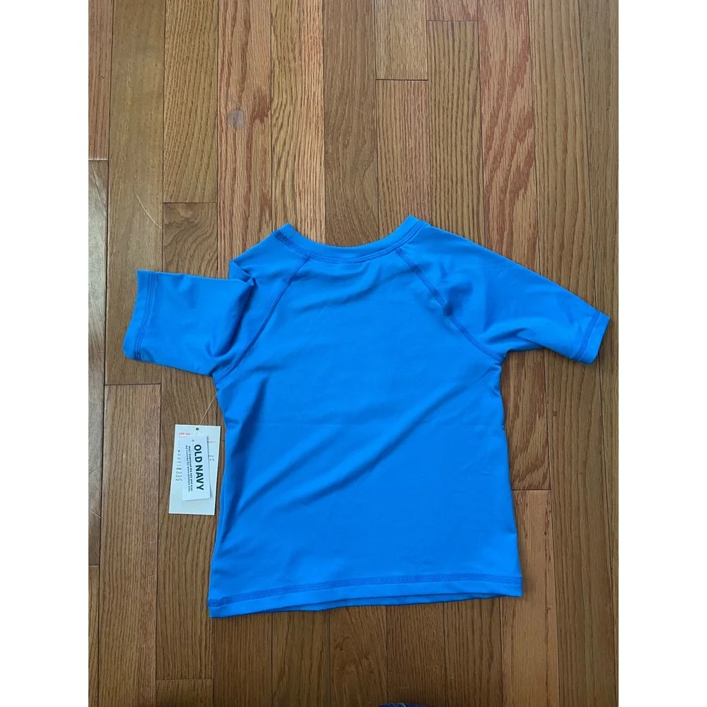 Old Navy Kids Blue Shark Surfing Rash Guard Swim Shirt UPF 40+ 4T NWT